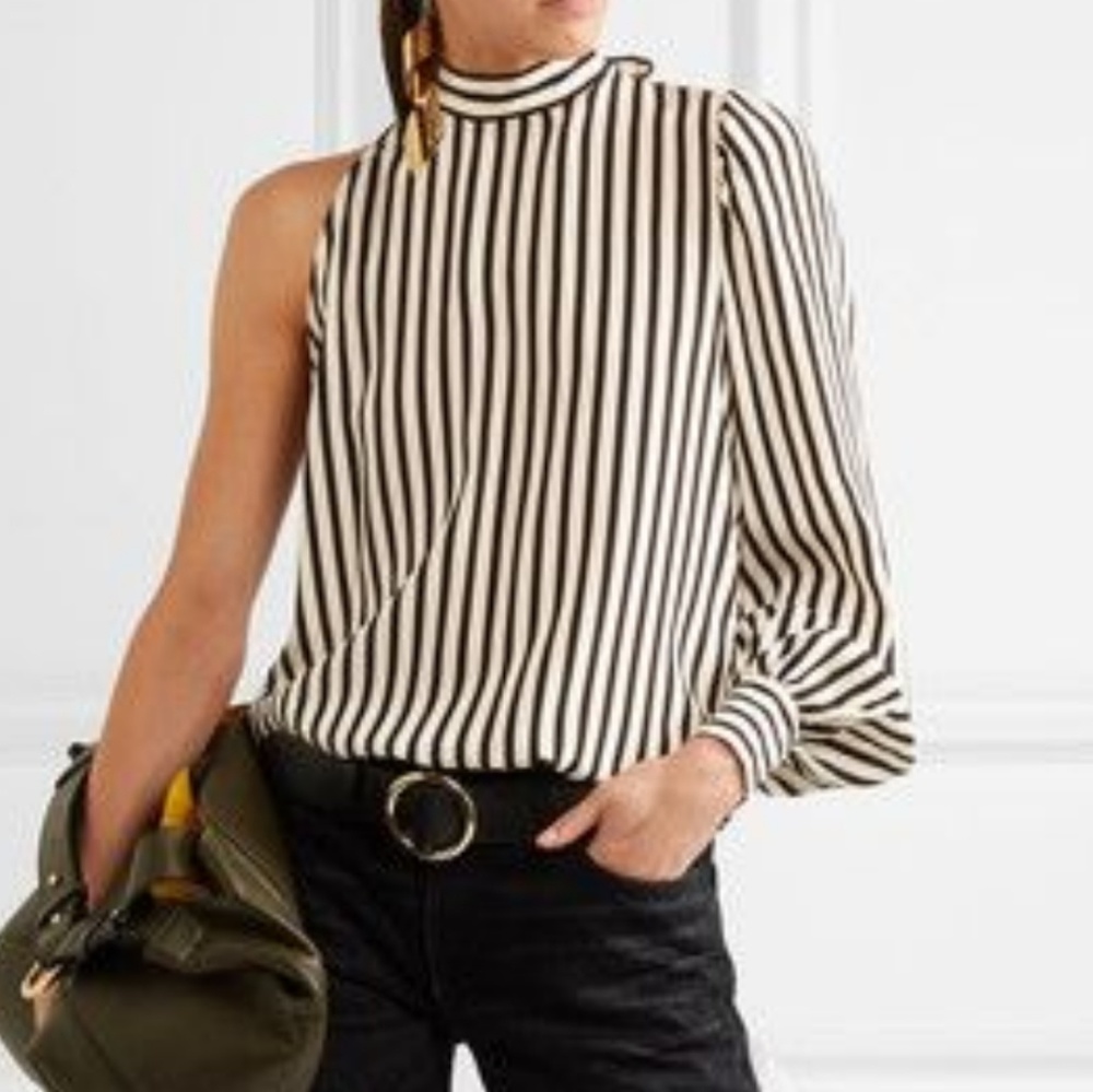 Black and White Silk Blouse